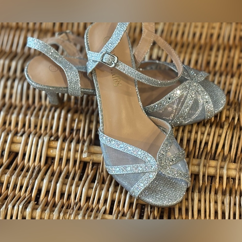 Silver Glitter Women's Low Heels